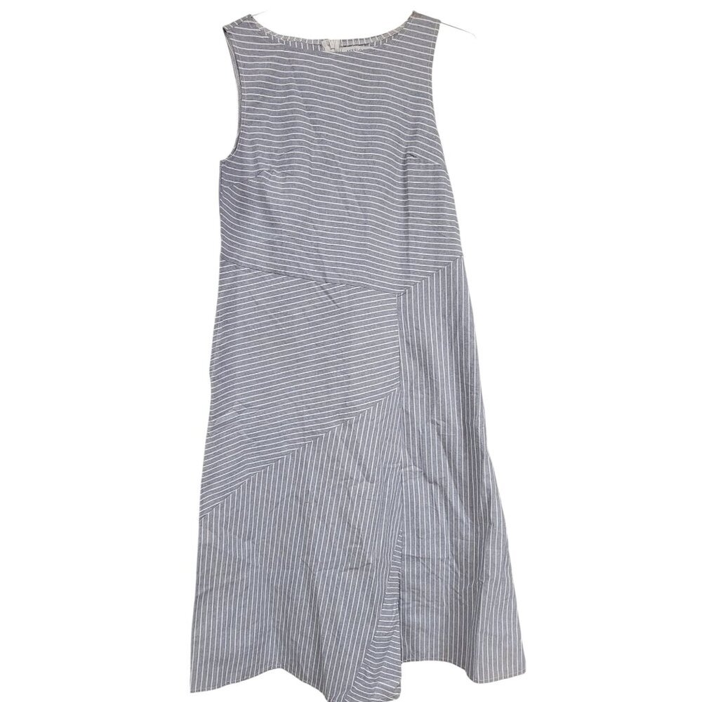 Misslook Womens Sleeveless Striped A-Line Dress XL Cotton/Polyester Blue/White